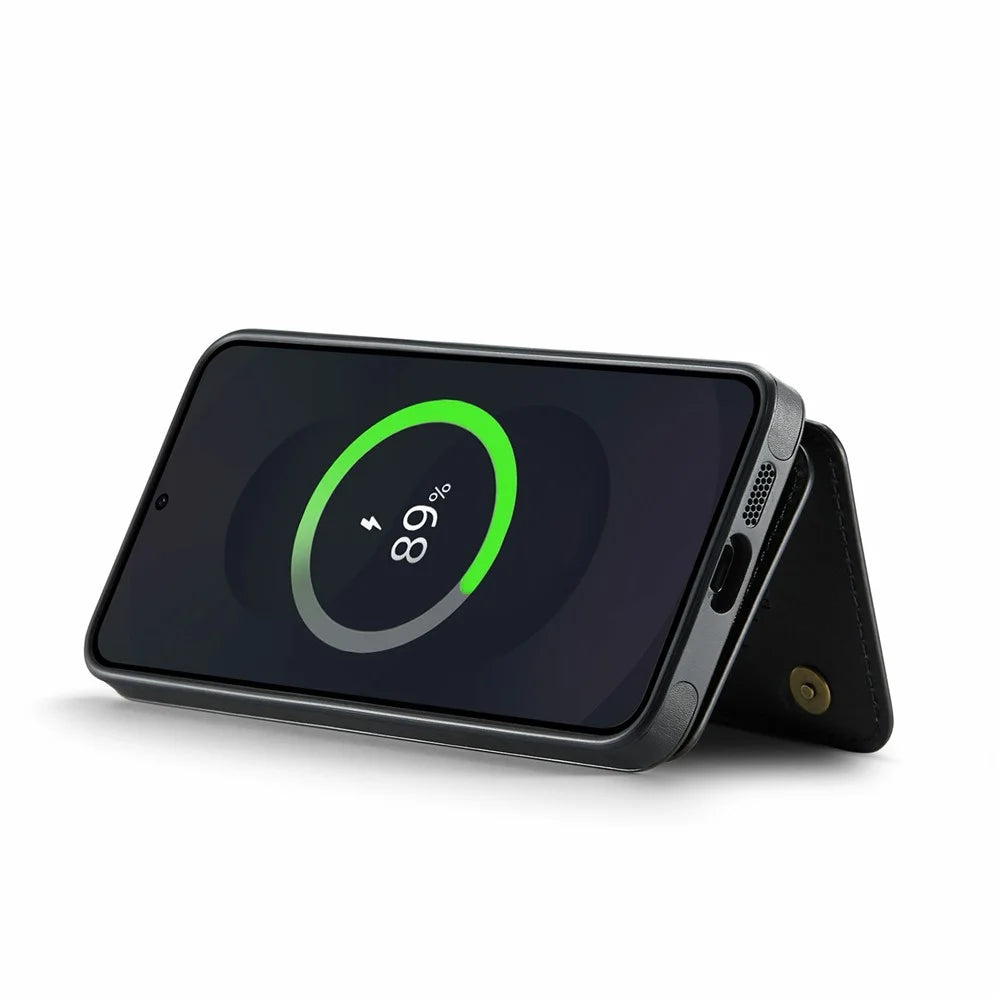 MAGKING K3 Series For Samsung Galaxy S25 FE Magnetic Case Wallet PC + TPU + PU Phone Cover - Black - 5