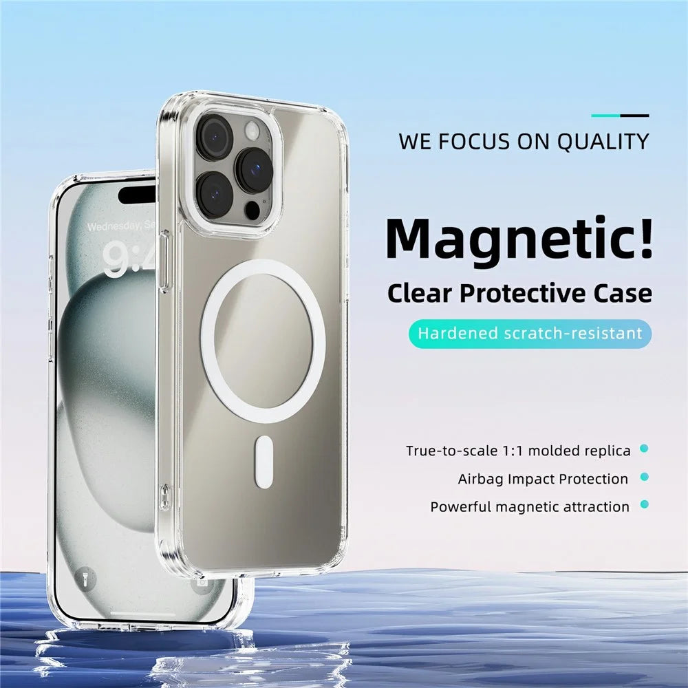 ABEEL For iPhone 13 Pro Case Compatible with MagSafe Anti Scratch Clear TPU PC Phone Back Cover - White - 2
