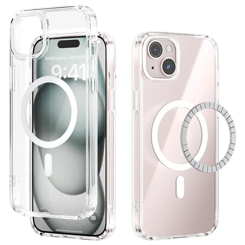 ABEEL For iPhone 14 Case Compatible with MagSafe Anti Scratch Clear TPU PC Phone Back Cover - White - 1