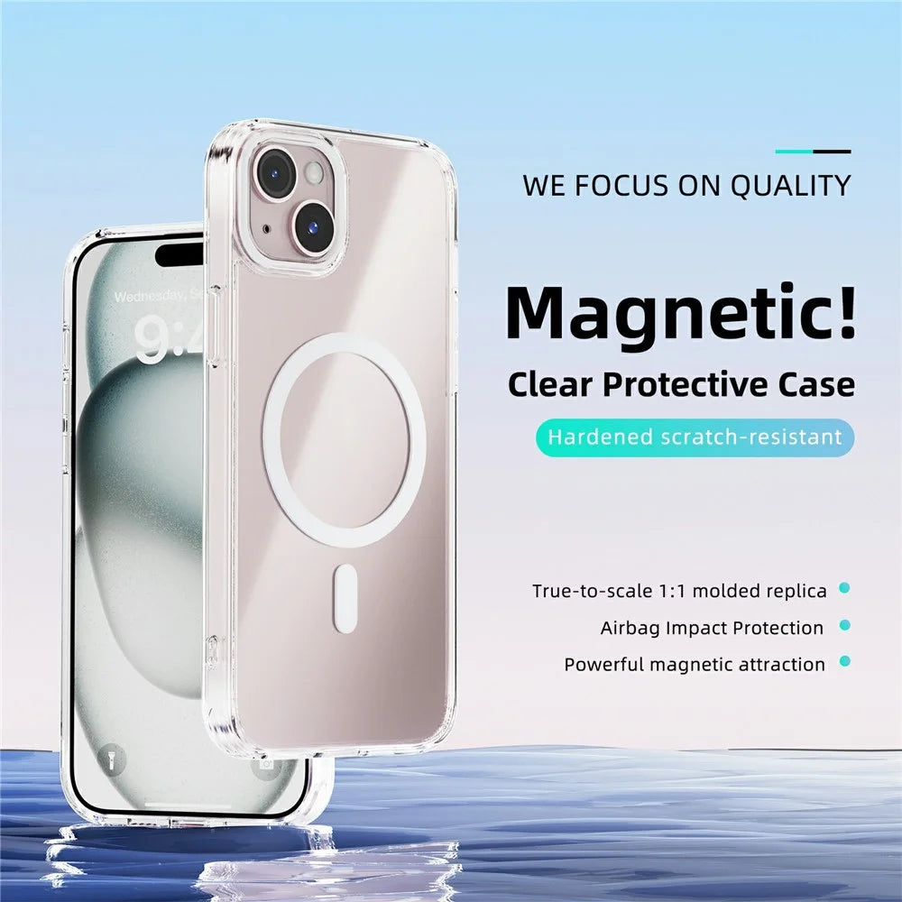 ABEEL For iPhone 14 Case Compatible with MagSafe Anti Scratch Clear TPU PC Phone Back Cover - White - 2