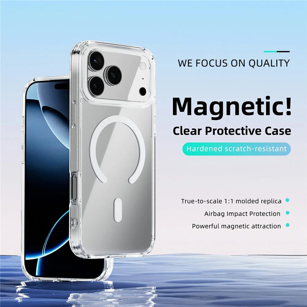 ABEEL For iPhone 17 Pro Max Case Compatible with MagSafe Anti Scratch Clear TPU PC Phone Back Cover - White - 2