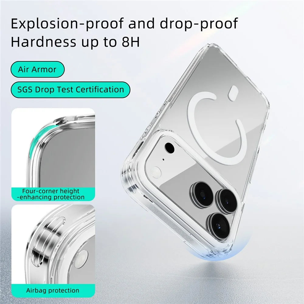 ABEEL For iPhone 17 Pro Max Case Compatible with MagSafe Anti Scratch Clear TPU PC Phone Back Cover - White - 5