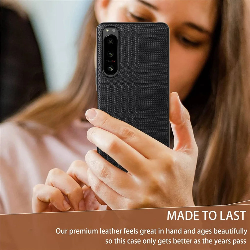 VILI TH Series Cellphone Case for Sony Xperia 1 IV 5G Anti-collision PU Leather Coated PC+TPU Protective Phone Cover - Black - 4