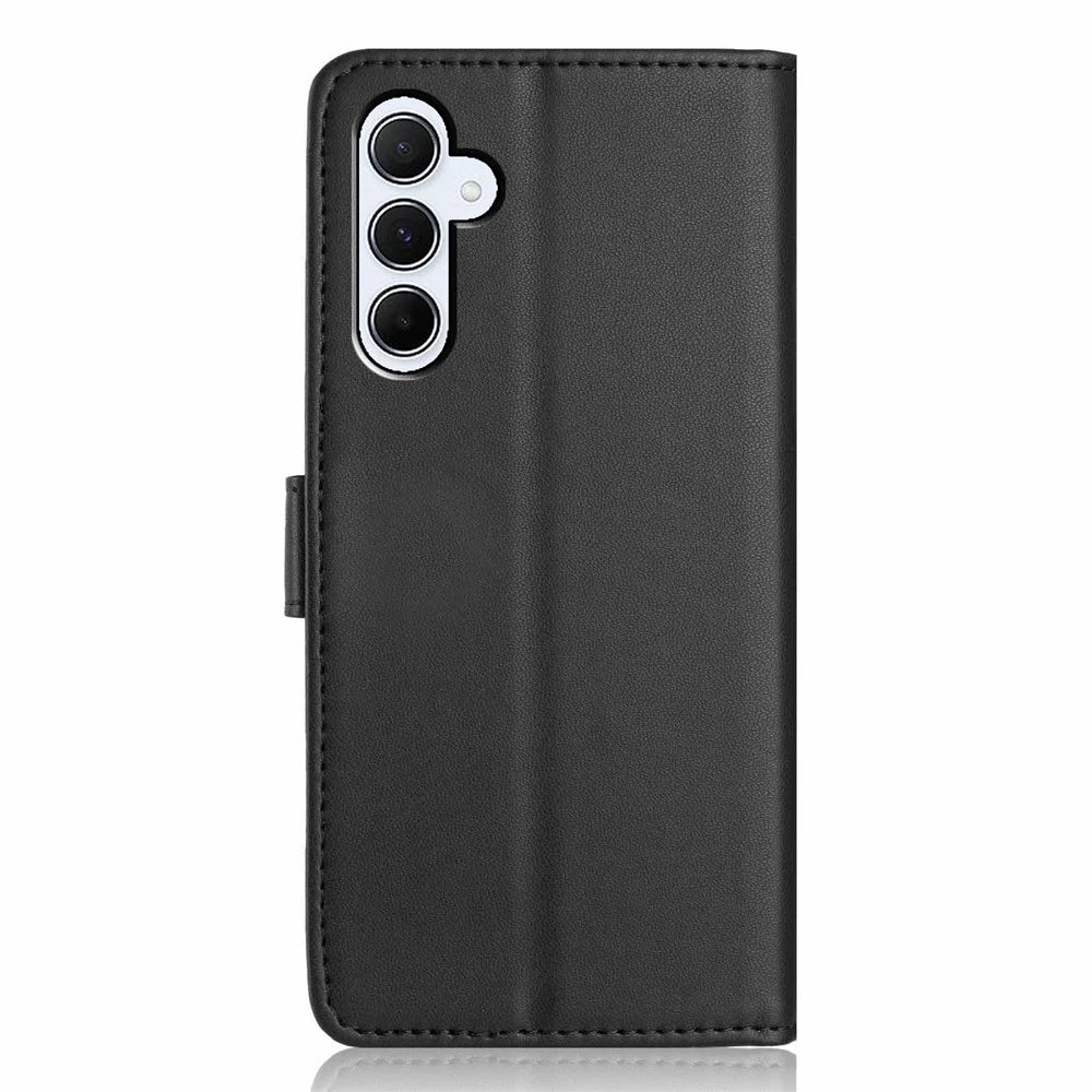 For Samsung Galaxy A54 5G Wallet Case with Strap / Multiple Card Slots Solid Color Leather Stand Phone Cover - Black - 7