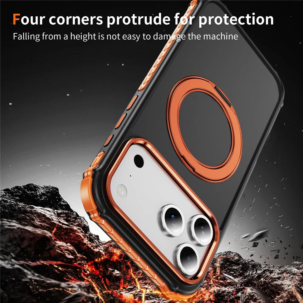 For iPhone 18 Pro / 17 Pro Case Compatible with MagSafe Skin Touch Airbag Anti Drop TPU + PC Phone Cover - Orange - 4