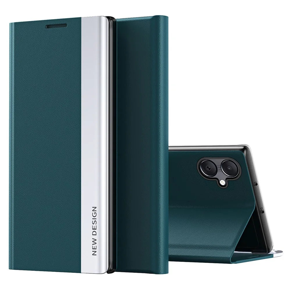 For Samsung Galaxy A07 4G Case Anti-Drop Leather Phone Cover with Stand - Green - 1