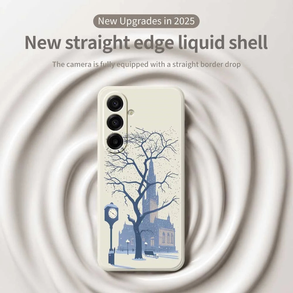 For Samsung Galaxy A18 5G / A18 4G / A17 5G / A17 4G Case Street Outside The Castle Pattern Printing Straight Edge TPU Phone Back Cover - Beige - 3