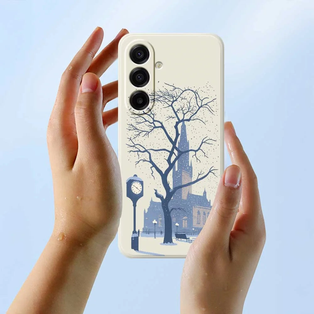 For Samsung Galaxy A18 5G / A18 4G / A17 5G / A17 4G Case Street Outside The Castle Pattern Printing Straight Edge TPU Phone Back Cover - Beige - 6