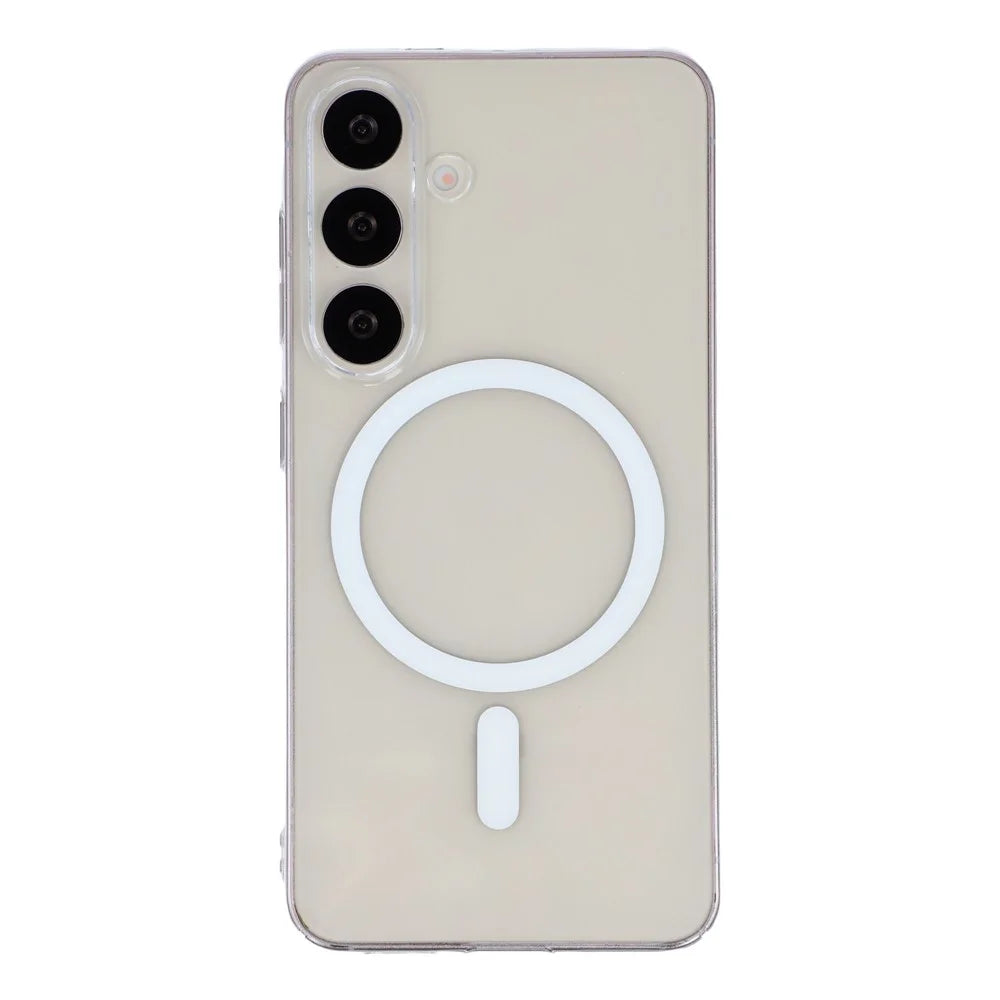 For Samsung Galaxy S24 Crystal Clear Magnetic Case Hard PC Phone Cover - Transparent White - 1