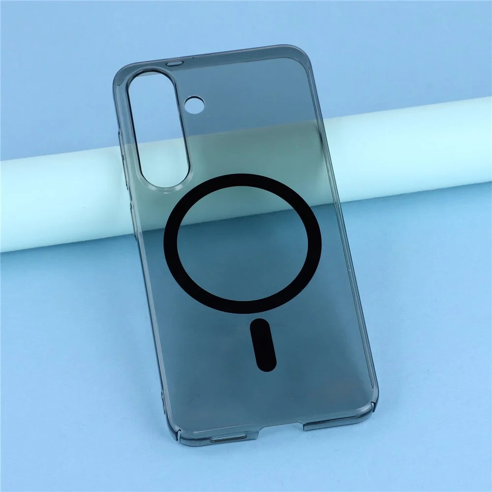 For Samsung Galaxy A56 5G Crystal Clear Magnetic Case Hard PC Phone Cover - Transparent Black - 6