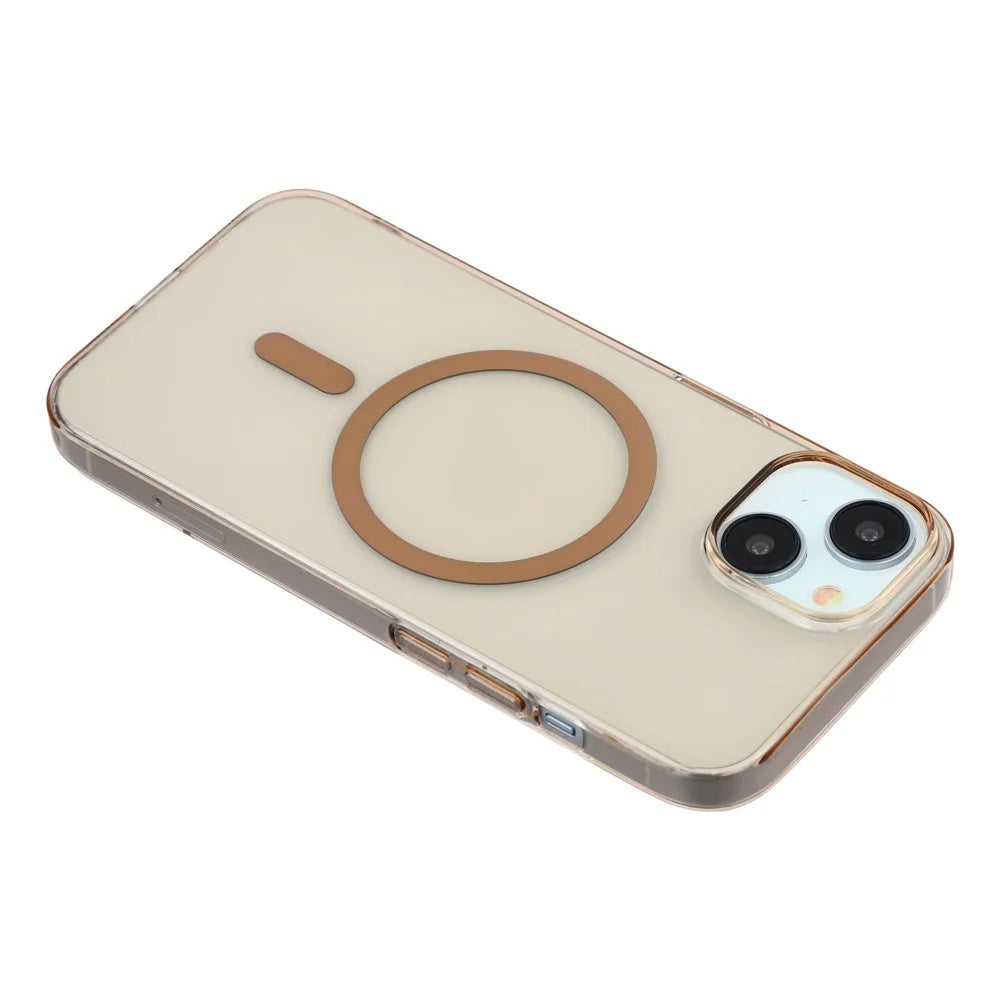 For iPhone 14 / 13 Crystal Clear Case Compatible with MagSafe Hard PC Phone Cover - Desert Gold - 5