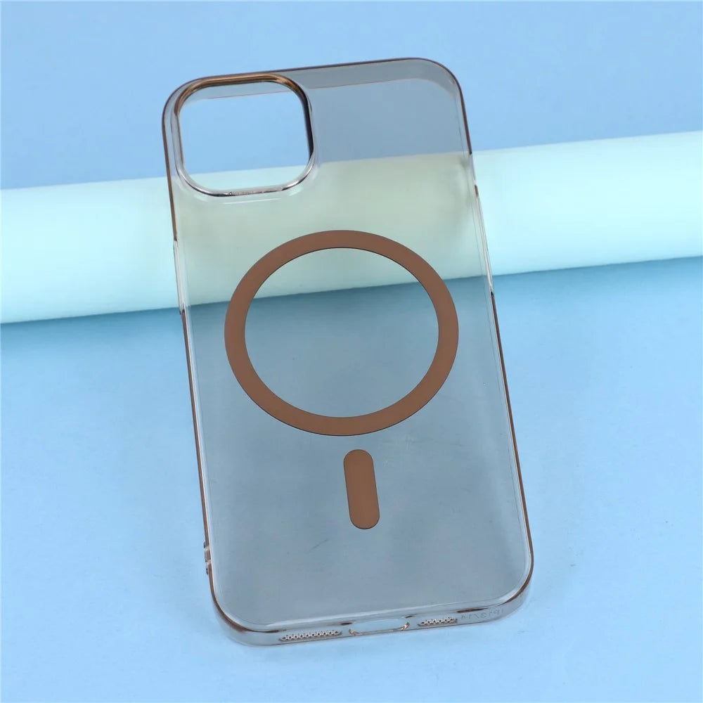 For iPhone 14 / 13 Crystal Clear Case Compatible with MagSafe Hard PC Phone Cover - Desert Gold - 6