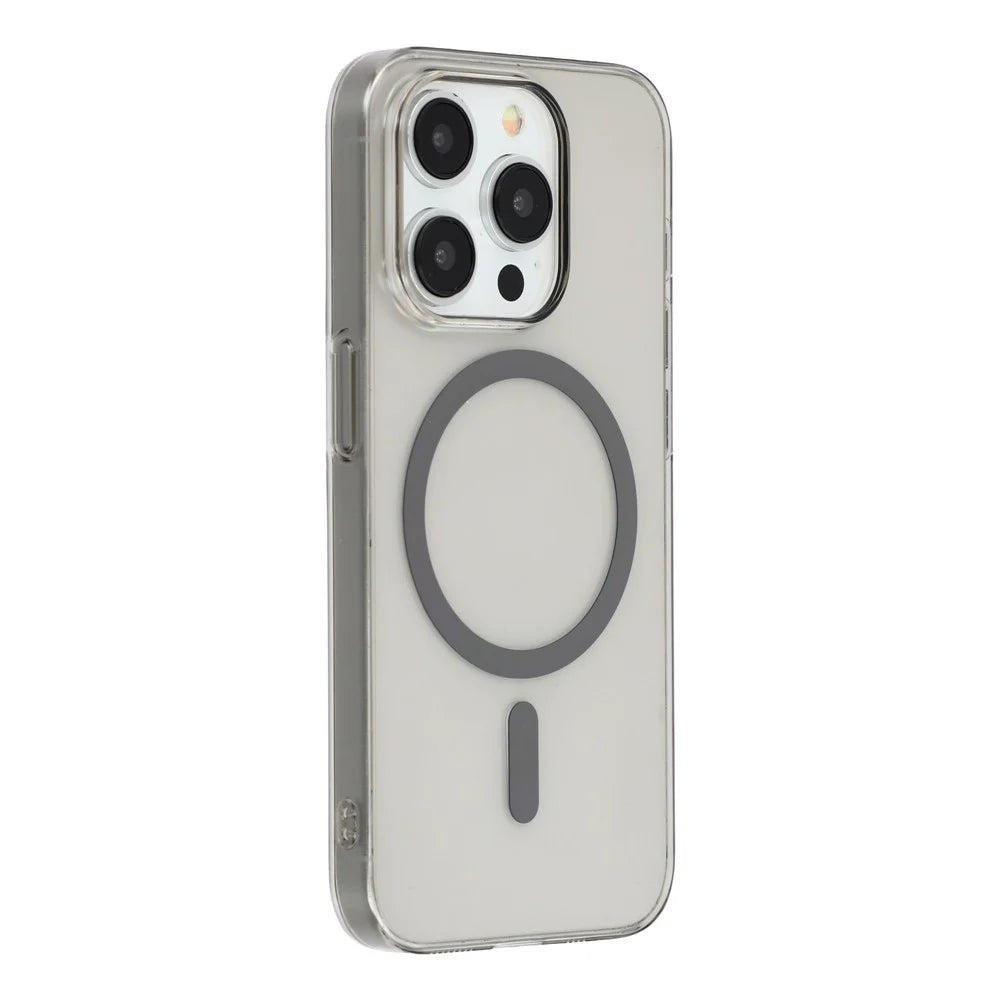 For iPhone 14 Pro Crystal Clear Case Compatible with MagSafe Hard PC Phone Cover - Grey - 1
