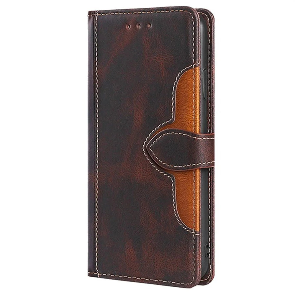 For Samsung Galaxy A18 5G / A18 4G / A17 5G / A17 4G Case Leather Wallet Phone Cover with Straw Hat Magnetic Clasp - Brown - 7
