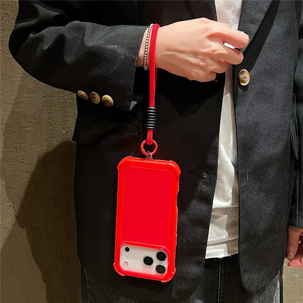 For iPhone 18 Pro / 17 Pro Case 3 in 1 Shockproof PC TPU Matte Phone Back Cover with Wrist Strap - Red - 3