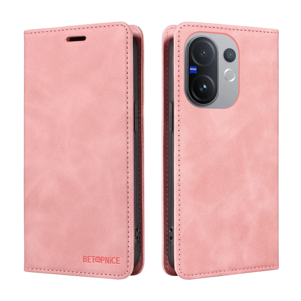 BETOPNICE For vivo V60 5G Case  Magnetic Closure RFID Blocking Wallet Stand Leather Phone Cover - Pink - 2
