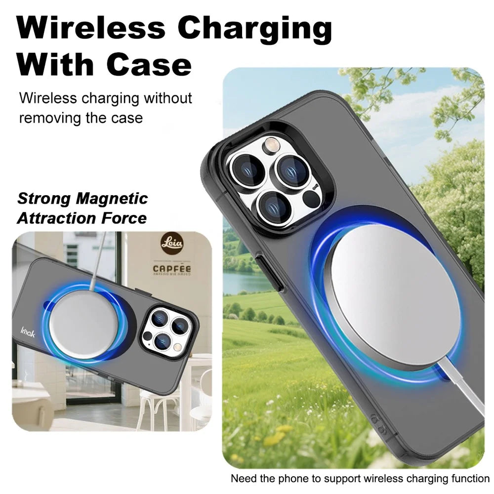 IMAK For iPhone 14 Pro Max Case Compatible with MagSafe Candy Color Anti Drop TPU + PET Back Cover - Black - 3