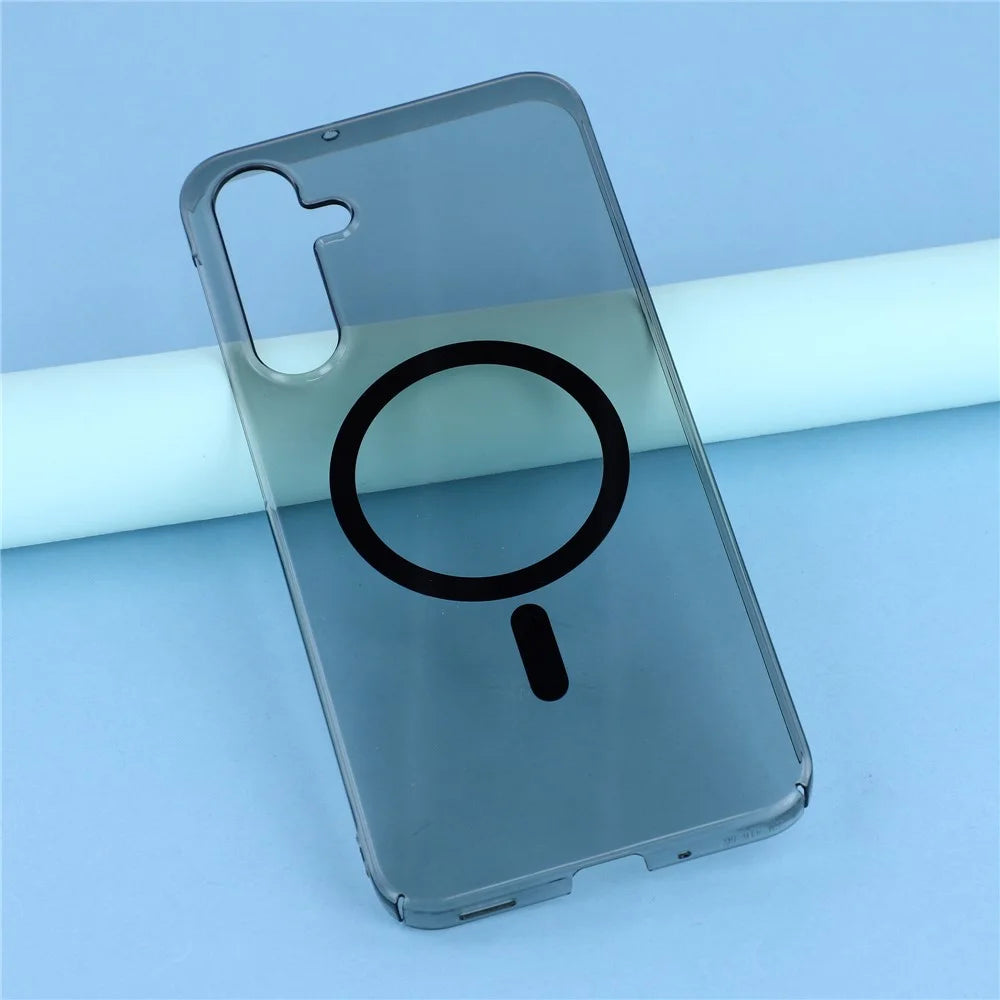 For Samsung Galaxy A24 5G Crystal Clear Magnetic Case Hard PC Phone Cover - Transparent Black - 6