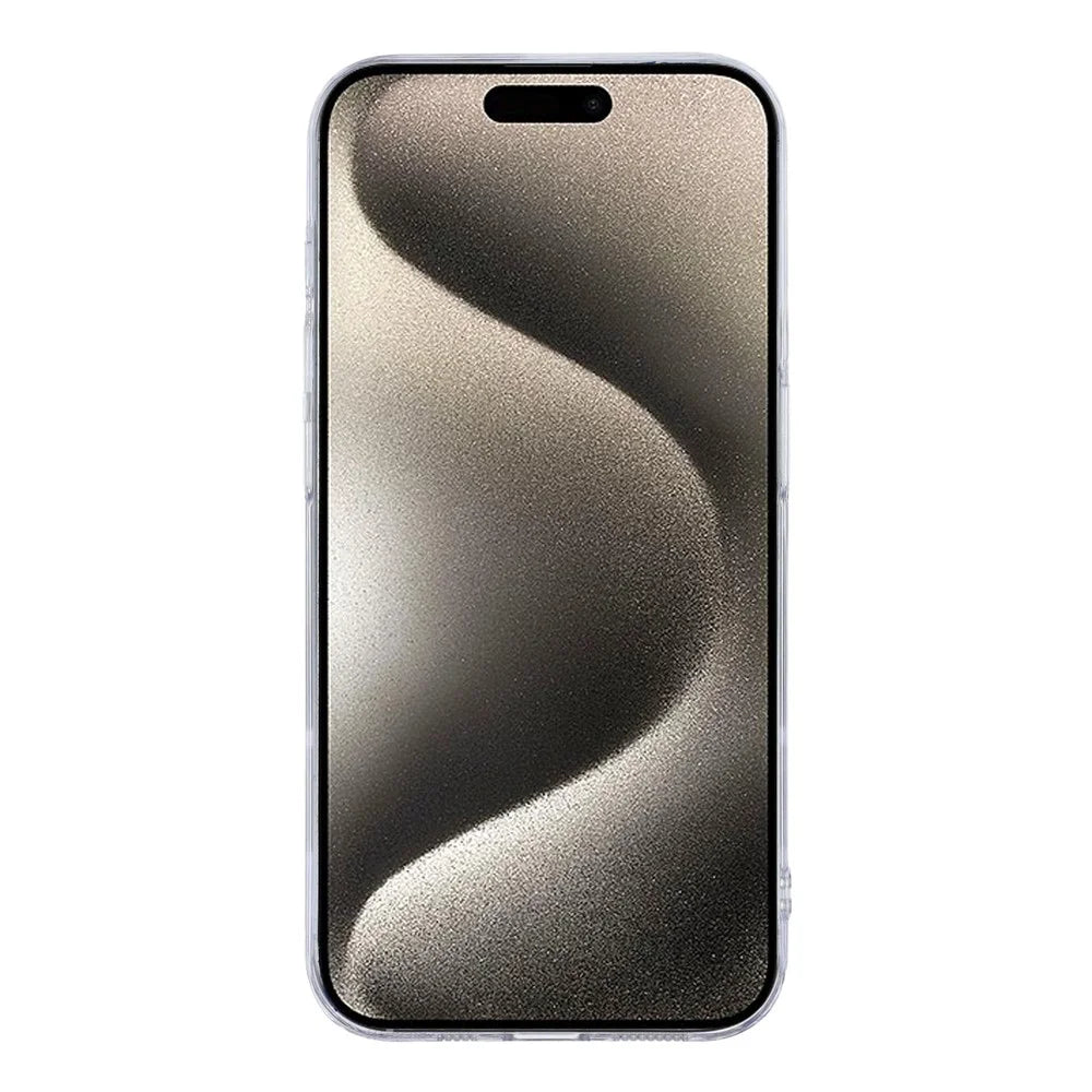 For iPhone 15 Pro Magnetic Case Glitter Ring 1.5mm Hard PC Clear Phone Cover - Black - 2
