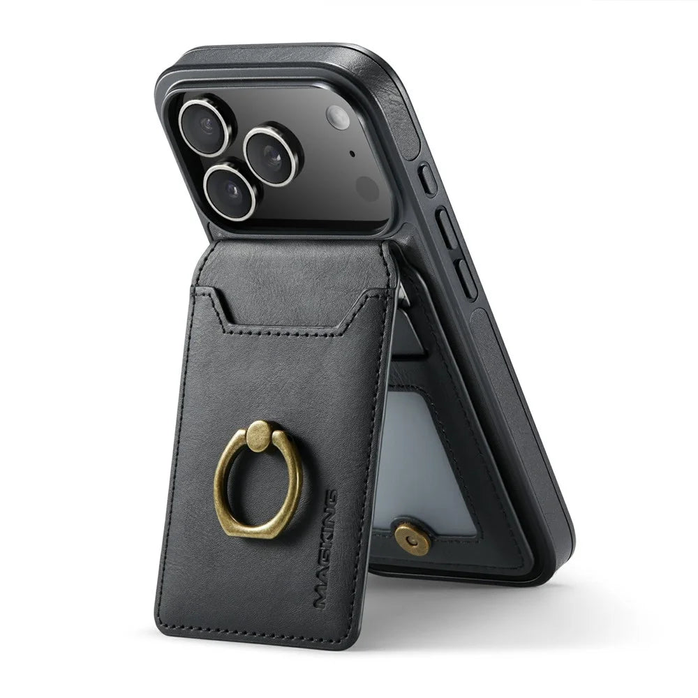 MAGKING K1 Series For iPhone 18 Pro / 17 Pro Magnetic Case PC + TPU + PU Phone Cover with Card Holder - Black - 5