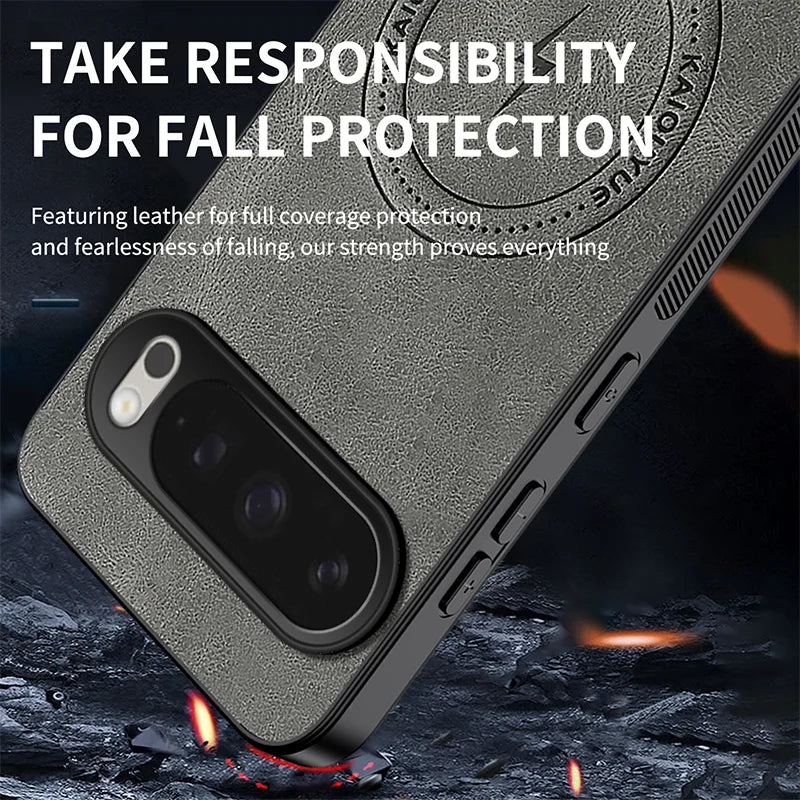 WANLONFENG For Google Pixel 10 Pro XL Magnetic Case  SD Series PC TPU Phone Cover with 2Pcs Screen Film - Grey - 4