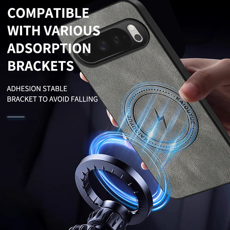 WANLONFENG For Google Pixel 10 Pro XL Magnetic Case  SD Series PC TPU Phone Cover with 2Pcs Screen Film - Grey - 6