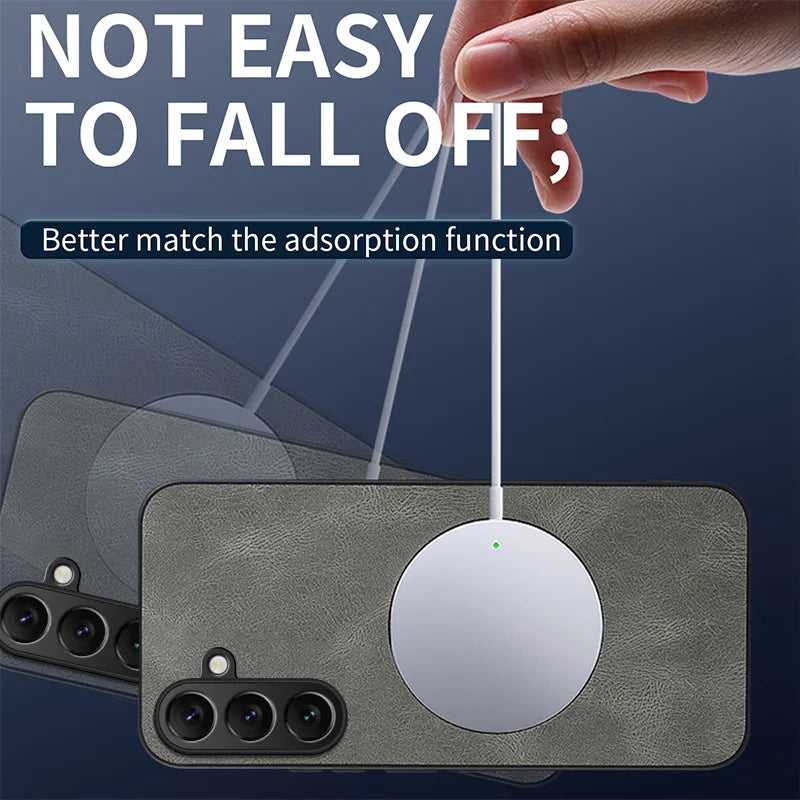 WANLONFENG For Samsung Galaxy S25 Magnetic Case  SD Series PC TPU Phone Cover with 2Pcs Screen Film - Grey - 3