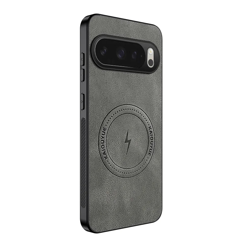 WANLONFENG For Google Pixel 10 Magnetic Case  SD1 Series Nappa Texture PC TPU Phone Cover - Grey - 1