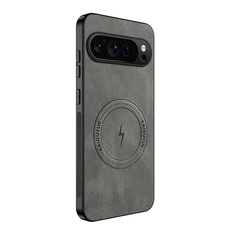WANLONFENG For Google Pixel 9 Pro XL Magnetic Case  SD1 Series Nappa Texture PC TPU Phone Cover - Grey - 1