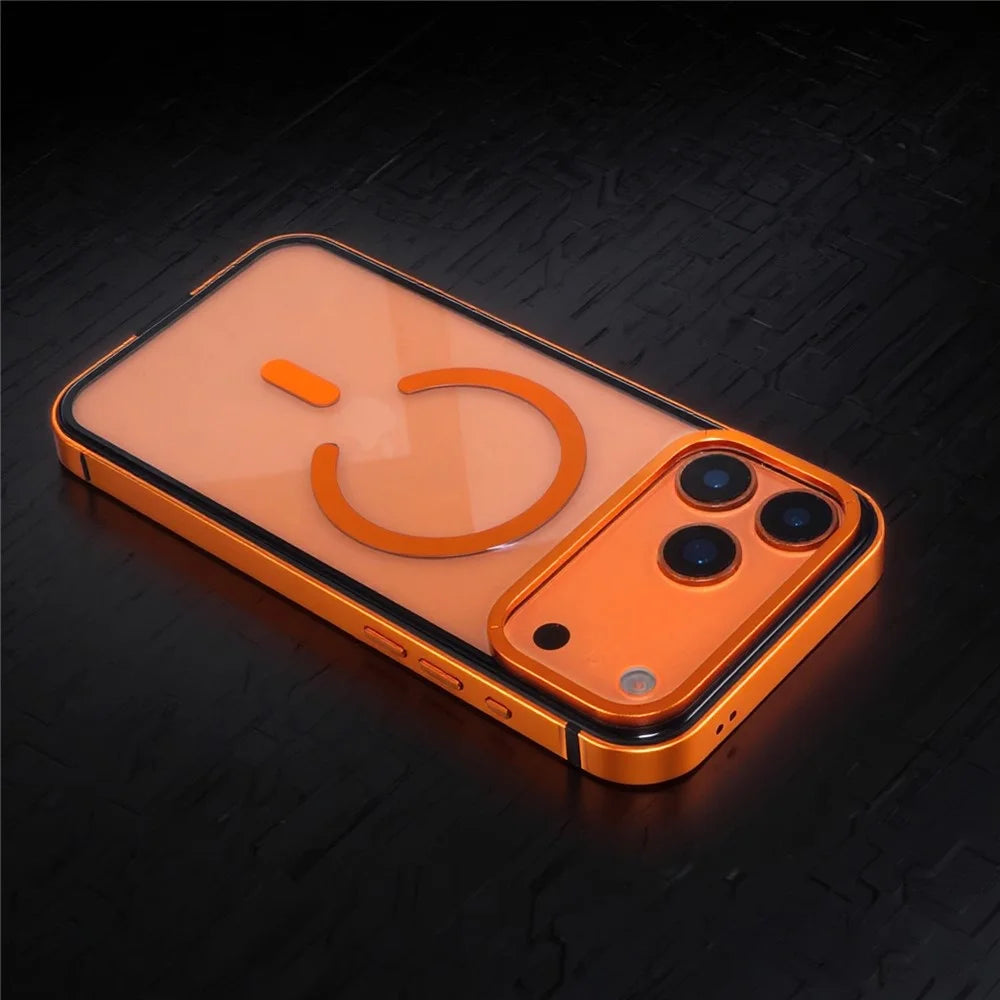 For iPhone 17 Pro Max Case Metal TPU Frame PC Back Clear Phone Cover Compatible with MagSafe - Navy Blue - 7