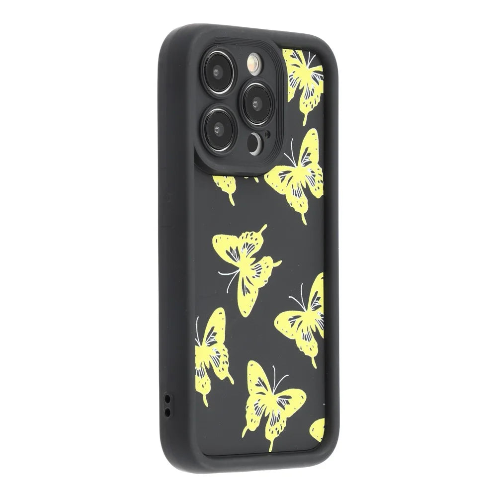 For iPhone 13 Pro Max Case Butterfly Print TPU Shockproof Phone Back Cover - Yellow - 1