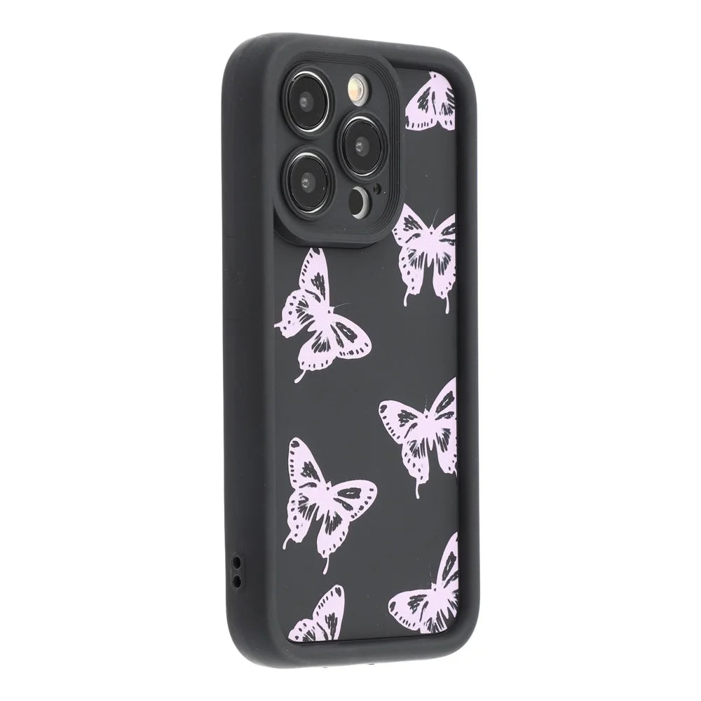 For iPhone 12 Pro Case Butterfly Print TPU Shockproof Phone Back Cover - Pink - 1