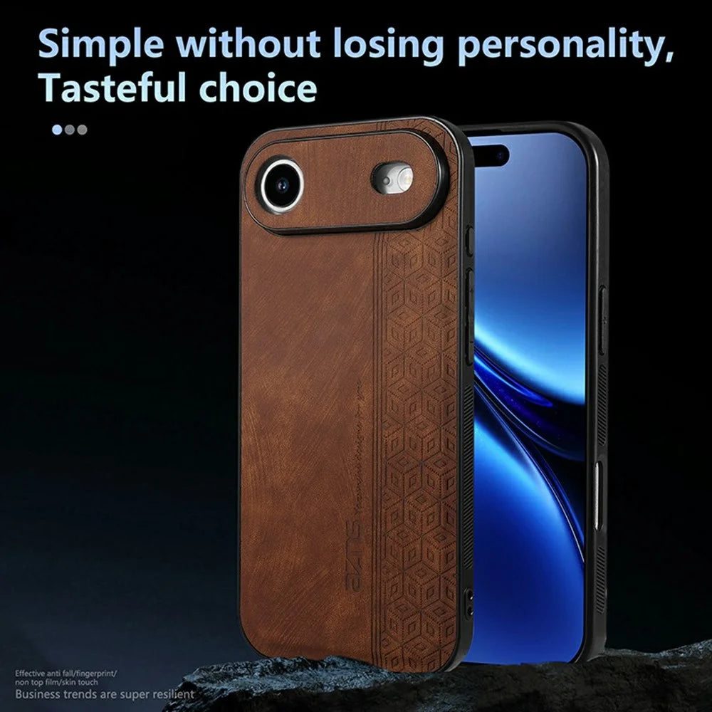AZNS For iPhone Air Case Protective PU Leather Covered TPU Phone Shell - Brown - 3