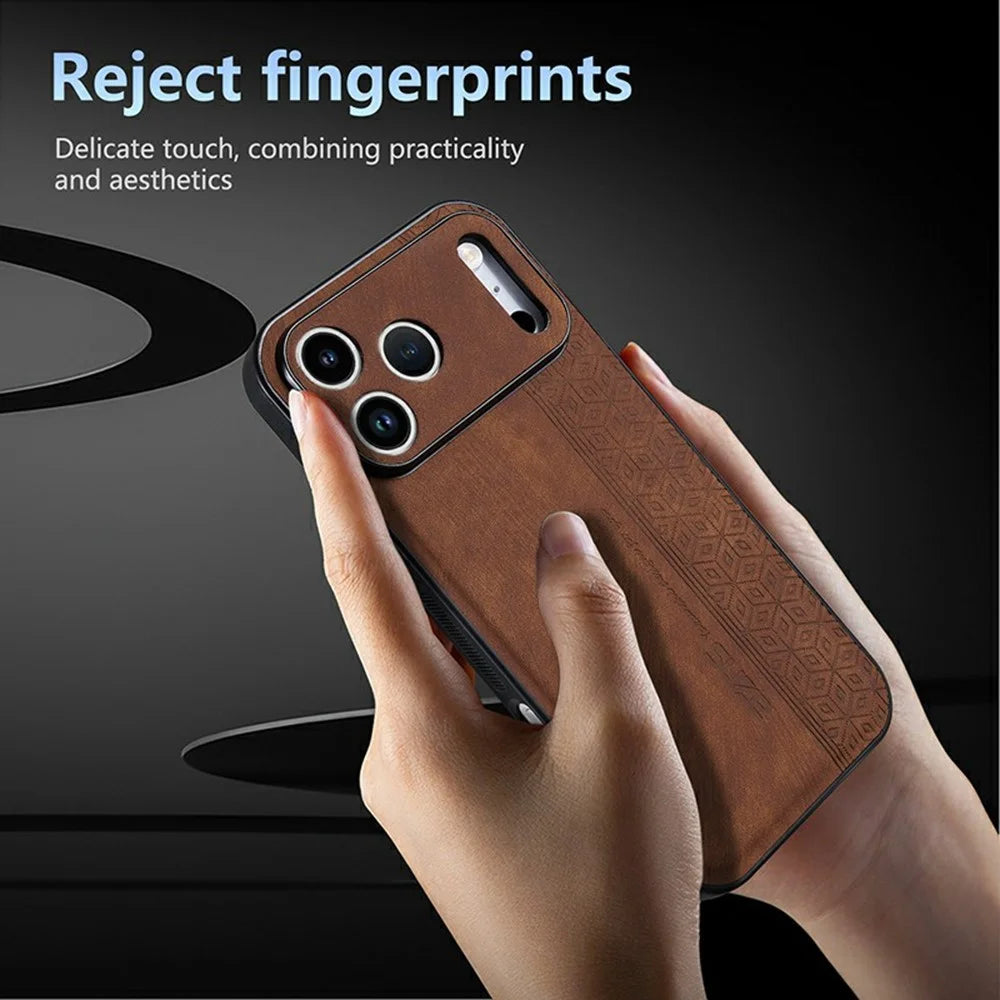 AZNS For iPhone 18 Pro / 17 Pro Case Protective PU Leather Covered TPU Phone Shell - Brown - 7