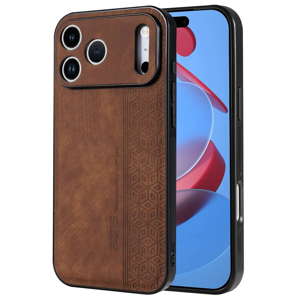 AZNS For iPhone 18 Pro Max / 17 Pro Max Case Protective PU Leather Covered TPU Phone Shell - Brown - 1