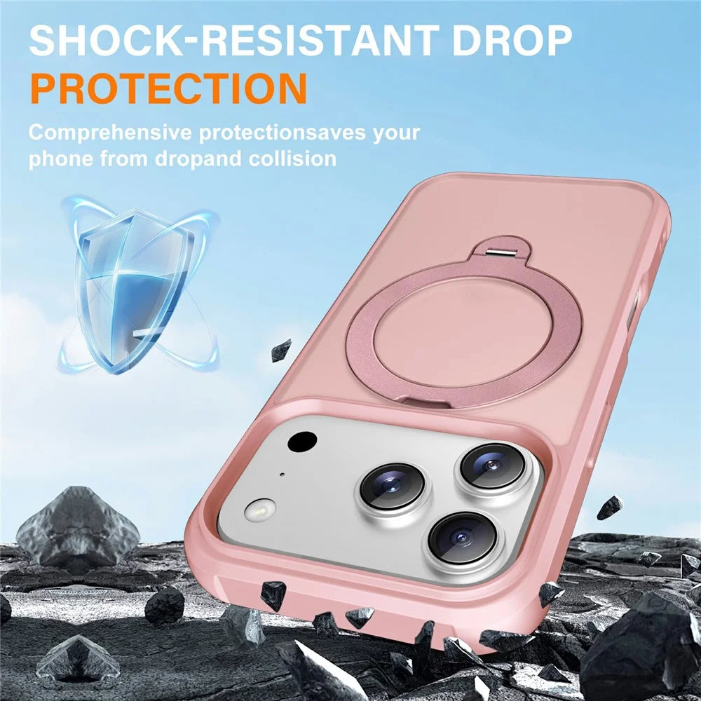For iPhone 17 Pro Max Case Compatible with MagSafe Kickstand TPU PC Shockproof Phone Back Cover - Pink - 3