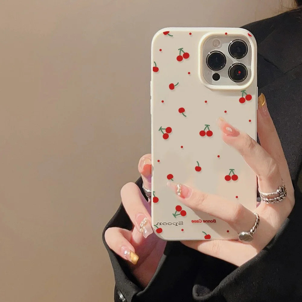For iPhone 12 Pro  /  12 Case Unique Cherry Pattern Printing TPU Phone Back Cover - 4