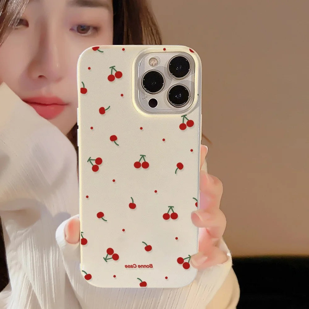 For iPhone 15 Pro Case Unique Cherry Pattern Printing TPU Phone Back Cover - 2