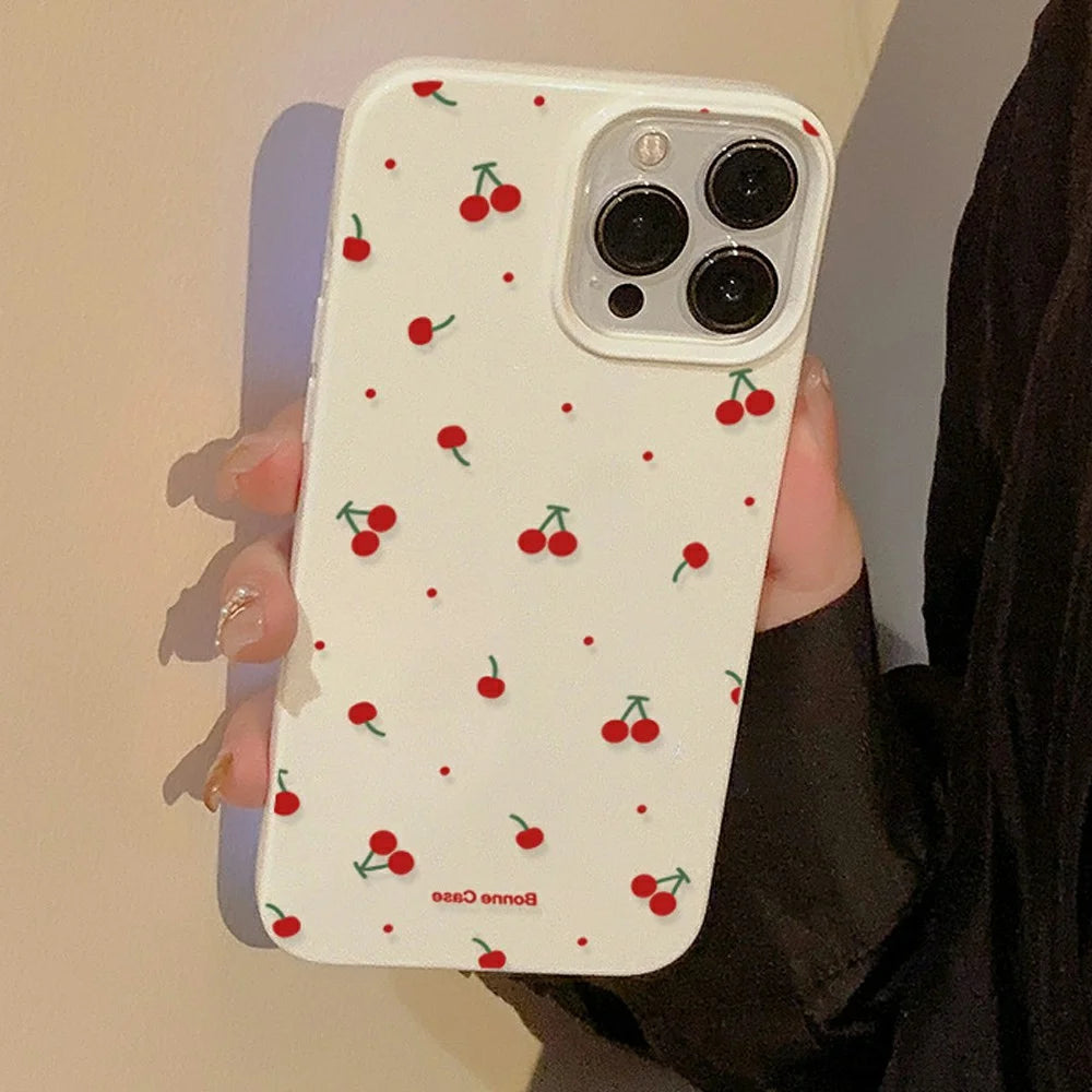 For iPhone 15 Pro Case Unique Cherry Pattern Printing TPU Phone Back Cover - 3