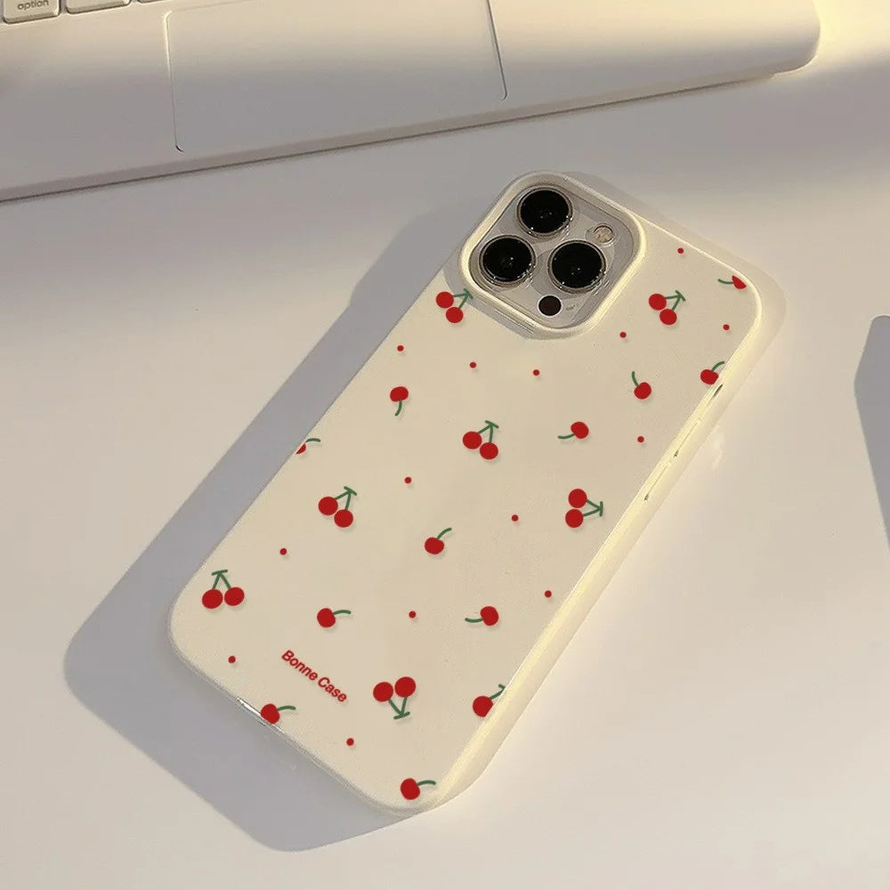For iPhone 15 Pro Case Unique Cherry Pattern Printing TPU Phone Back Cover - 5