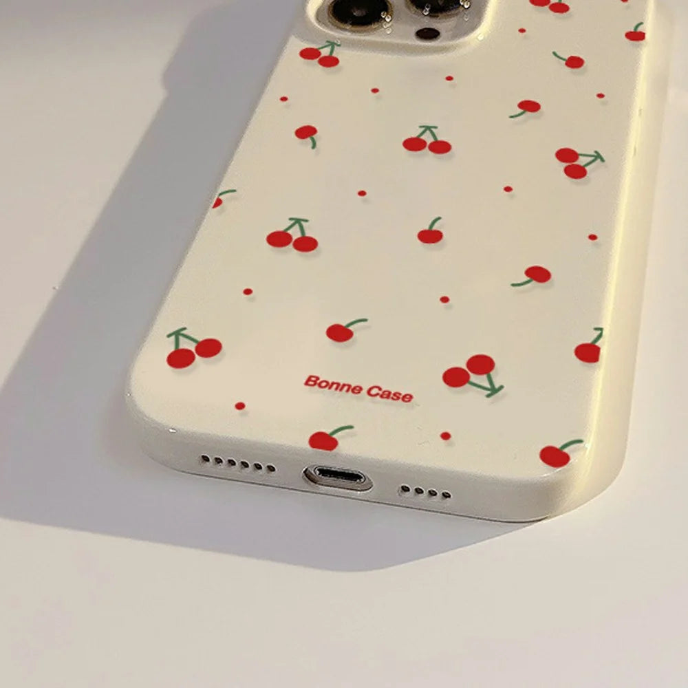 For iPhone 15 Pro Case Unique Cherry Pattern Printing TPU Phone Back Cover - 6