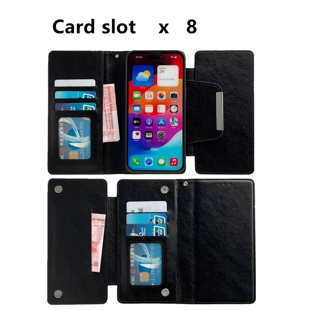 For iPhone Air Case Detachable 2 in 1 Magnetic Closure PU Leather Wallet Phone Case - Black - 3