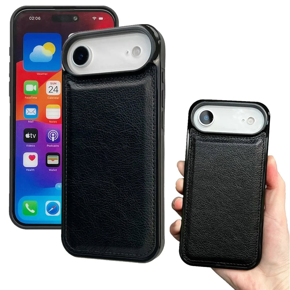 For iPhone Air Case Detachable 2 in 1 Magnetic Closure PU Leather Wallet Phone Case - Black - 5