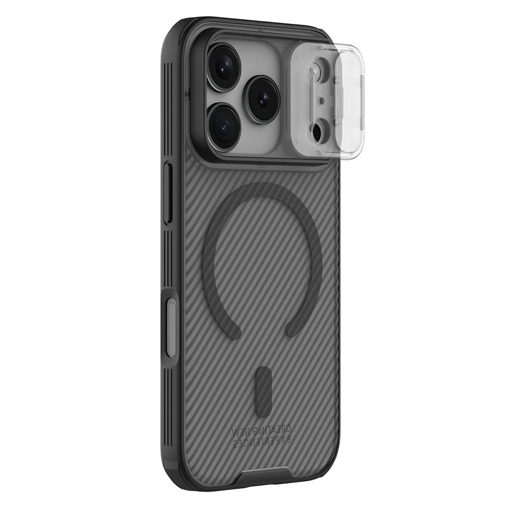 NILLKIN Camshield Pro Magnetic Series For iPhone 18 Pro / 17 Pro Case TPU + PC Clear Black Phone Cover with Camera Slider - 1
