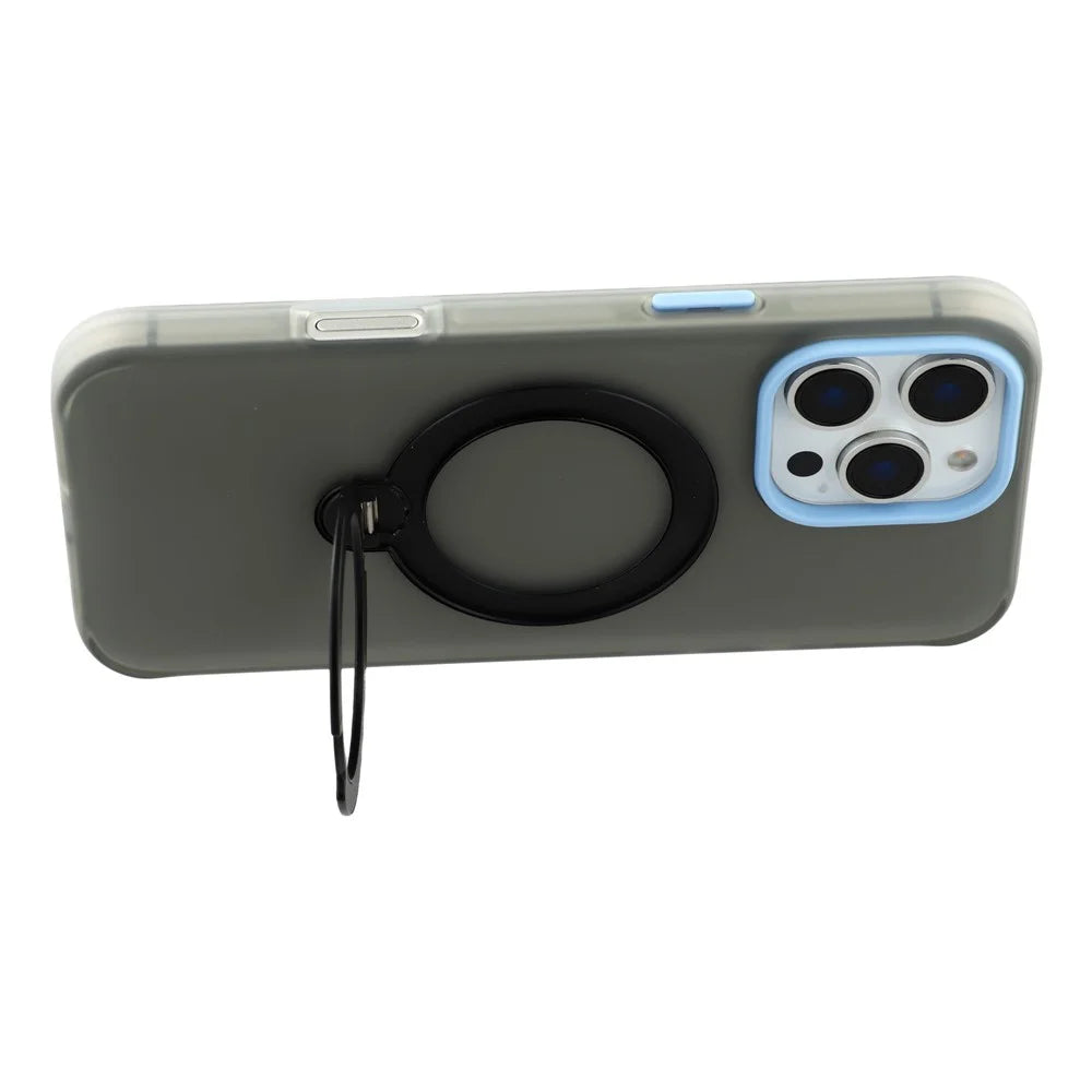 KIGC For iPhone 16 Pro Max Case Rotating Kickstand PC + TPU Anti Drop Phone Back Cover - Black - 4