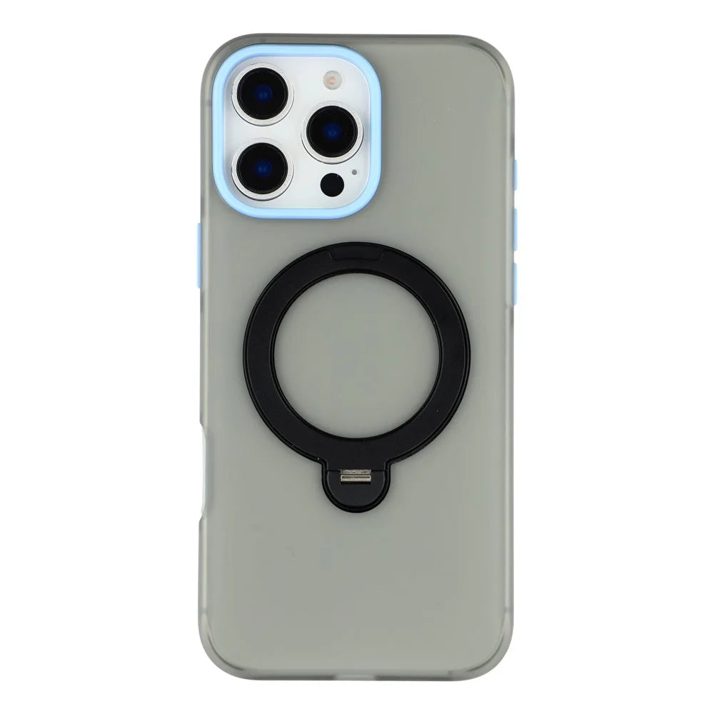 KIGC For iPhone 16 Pro Case Rotating Kickstand PC + TPU Anti Drop Phone Back Cover - Black - 3