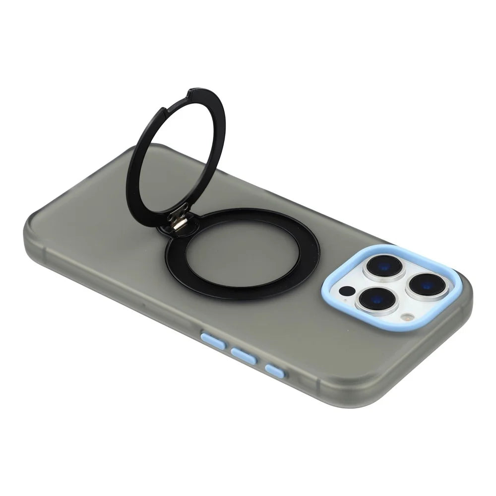 KIGC For iPhone 16 Pro Case Rotating Kickstand PC + TPU Anti Drop Phone Back Cover - Black - 5