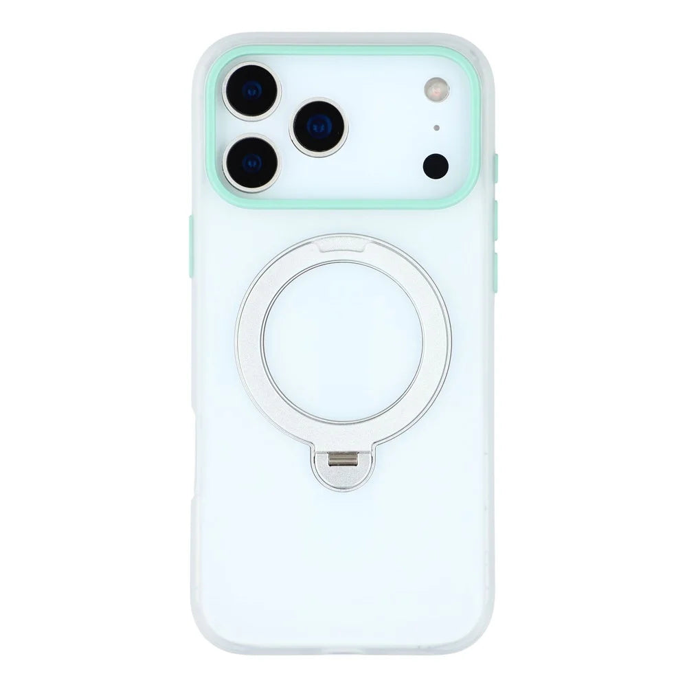 KIGC For iPhone 17 Pro Max Case Rotating Kickstand PC + TPU Anti Drop Phone Back Cover - Transparent - 3