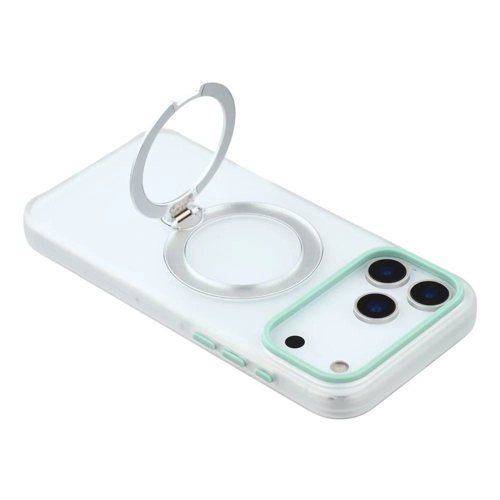KIGC For iPhone 17 Pro Max Case Rotating Kickstand PC + TPU Anti Drop Phone Back Cover - Transparent - 5