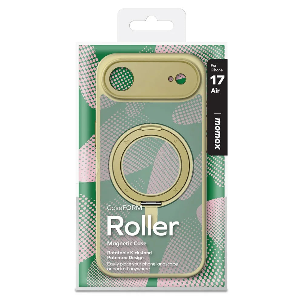 MOMAX MRAP25 For iPhone Air Magnetic Case Matte TPU + PC Kickstand Phone Cover - Yellow - 5